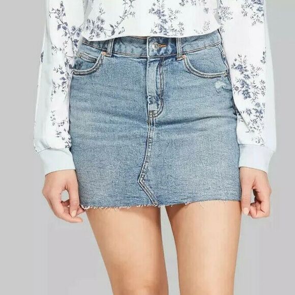 wild fable Dresses & Skirts - 5 for $25.…Wild Fable high rise cotton distressed blue denim mini skirt